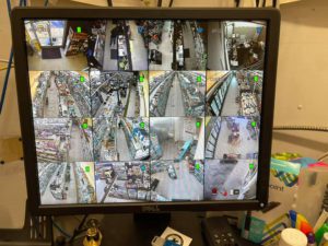 Monitors with multiple screens for viewing security cameras